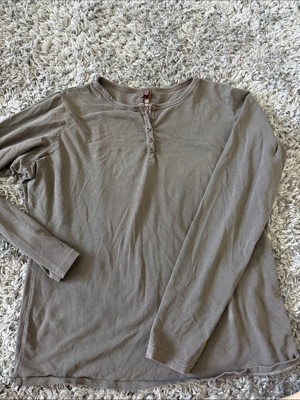 SKIMS Long-Sleeve Henley Shirt in ligjt Brown